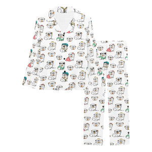 English Bulldog Pattern Print Design 03 Women's Long Pajama Set