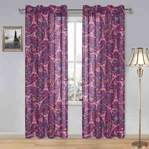 Eiffel Tower Heart Pattern Print Design 04 Gauze Curtain