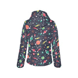 colorful space pattern planet star Women's Padded Hooded Jacket