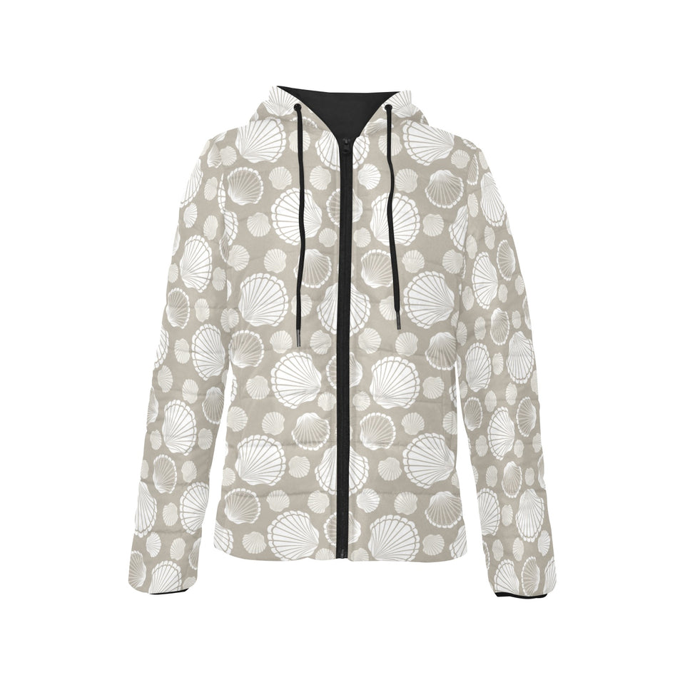 Scallop shell pattern Women's Padded Hooded Jacket