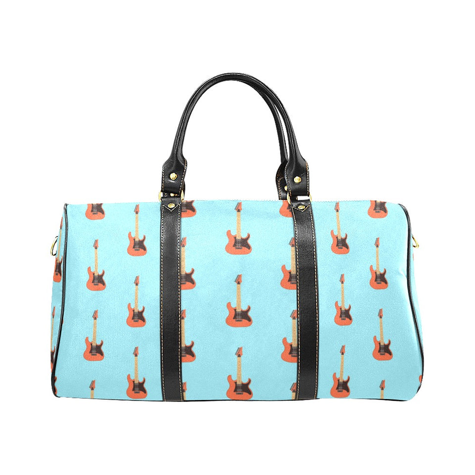 electric guitar pattern light blue background Travel Bag