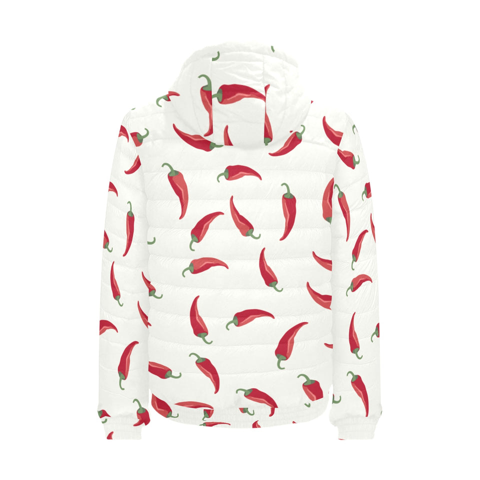 Chili peppers pattern Men's Padded Hooded Jacket