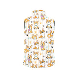 Cute dog corgi striped background pattern Women's Padded Vest