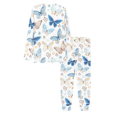 blue butterfly pattern Women's All Over Print Pajama Set