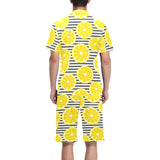 slice of lemon design pattern Men's V-Neck Short Pajama Set