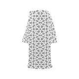 arabic gray pattern Blanket Robe with Sleeves