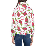 dragon fruits white background Women's Padded Hooded Jacket