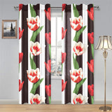 red and white tulips pattern Gauze Curtain