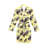 Ostrich Pattern Print Design 04 Women's Long Sleeve Belted Night Robe