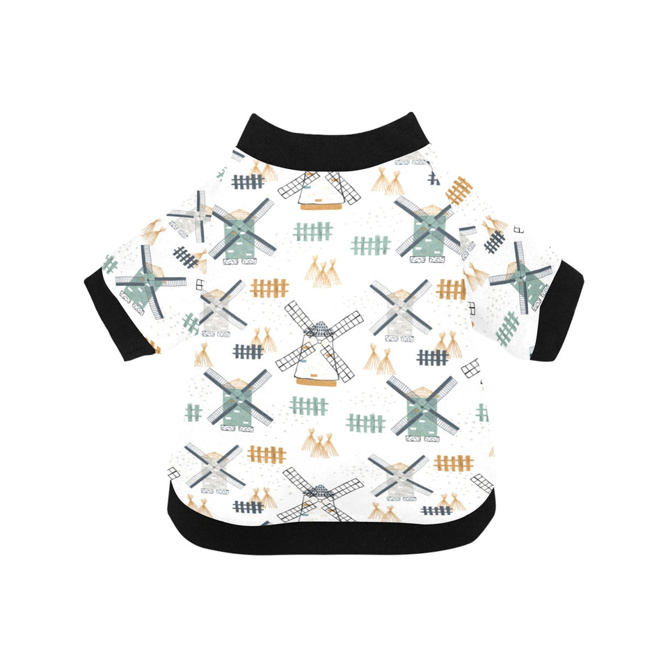 windmill pattern All Over Print Pet Dog Round Neck Fuzzy Shirt