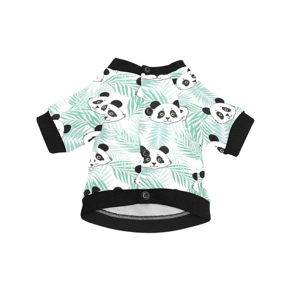 Panda pattern tropical leaves background All Over Print Pet Dog Round Neck Fuzzy Shirt