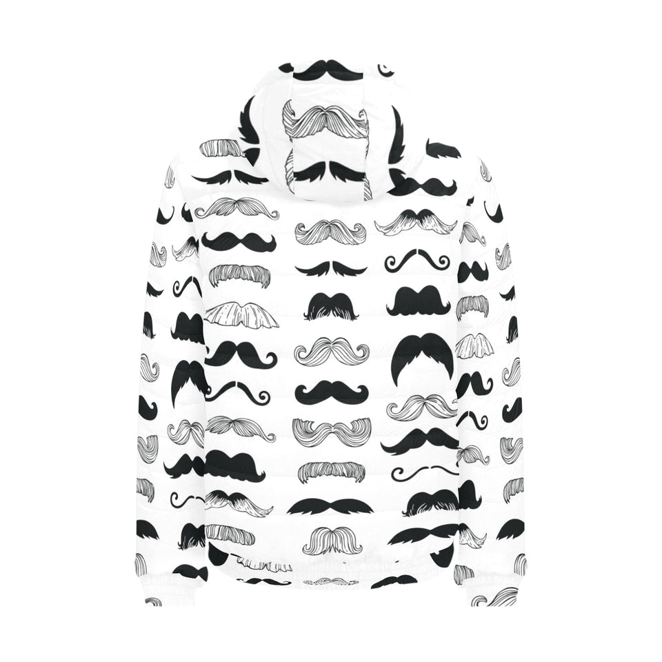 Mustache Beard Pattern Print Design 04 Men's Padded Hooded Jacket