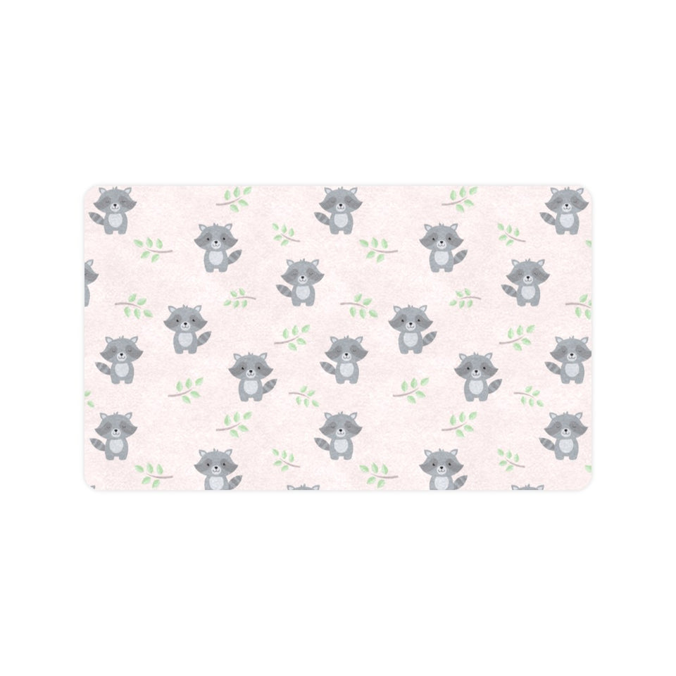 cute raccoons leaves pattern Doormat