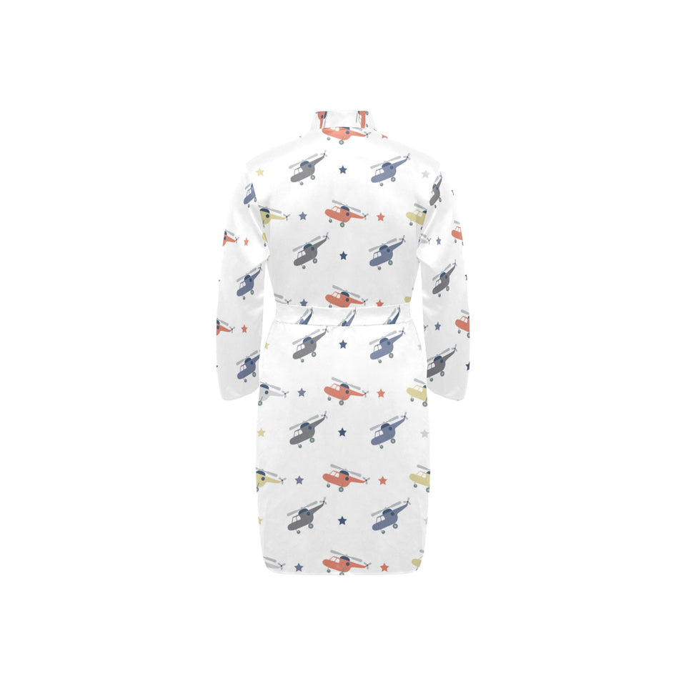 Cute helicopter star pattern Men's Long Sleeve Belted Night Robe