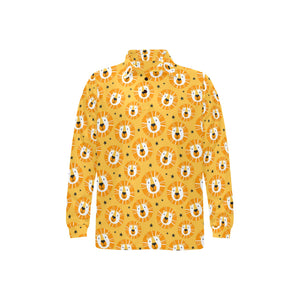 Lion Pattern Print Design 03 Men's Long Sleeve Polo Shirt