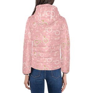 Bicycle Pattern Print Design 02 Women's Padded Hooded Jacket