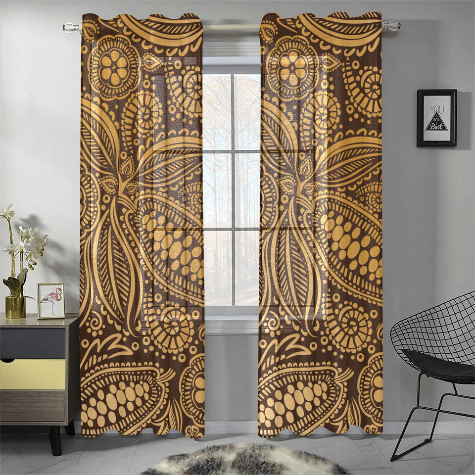 cacao beans tribal polynesian pattern background Gauze Curtain