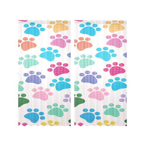 Dog Paws Pattern Print Design 01 Gauze Curtain