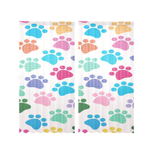 Dog Paws Pattern Print Design 01 Gauze Curtain