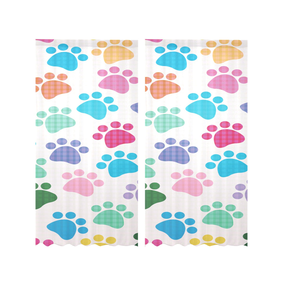 Dog Paws Pattern Print Design 01 Gauze Curtain