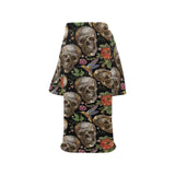 Skull rose humming bird flower pattern Blanket Robe with Sleeves