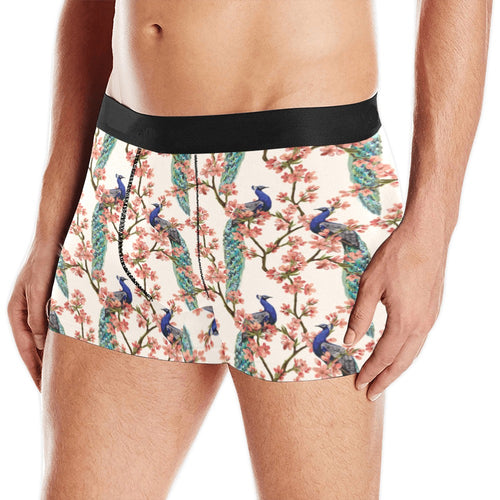 Peacock tropical flower pattern Men's All Over Print Boxer Briefs Men's Underwear