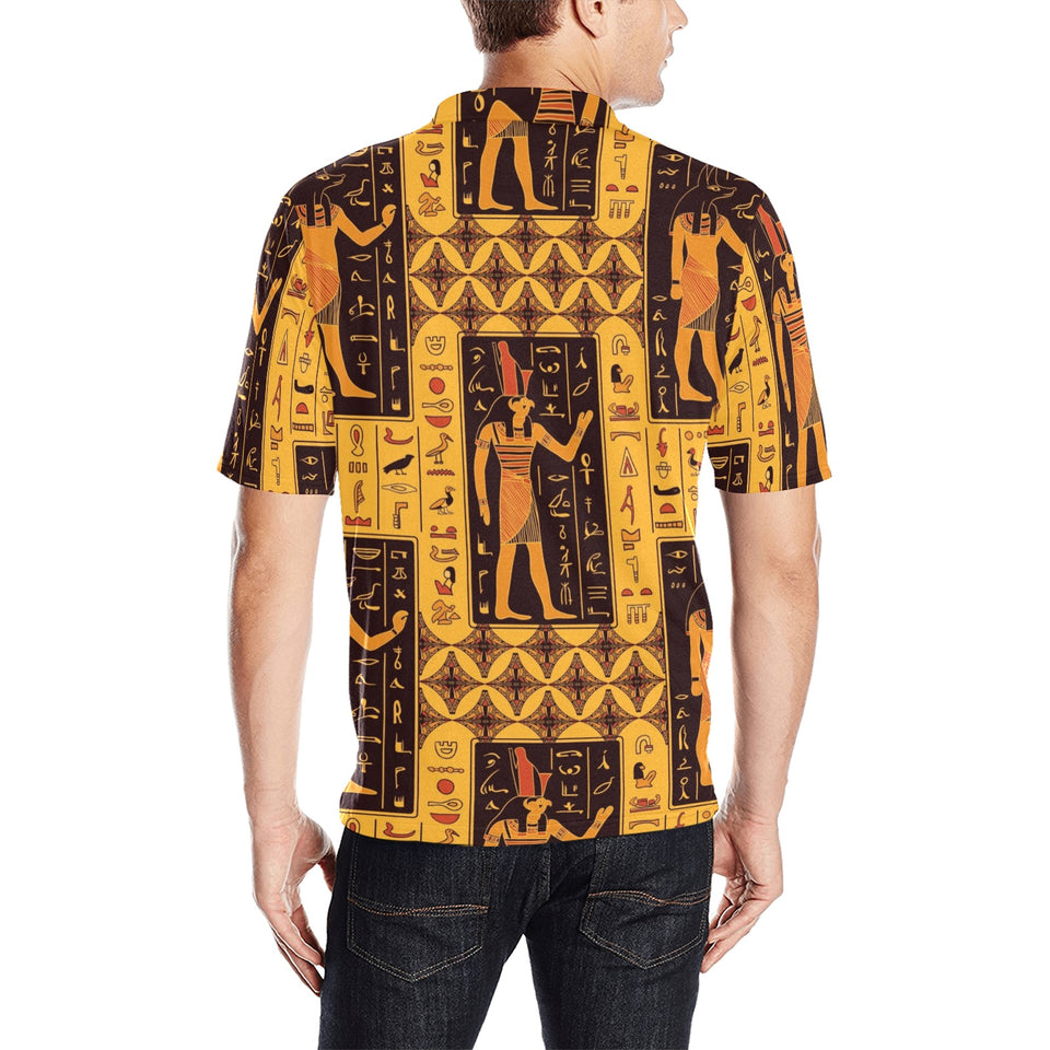 Egypt Hieroglyphics Pattern Print Design 05 Men's All Over Print Polo Shirt