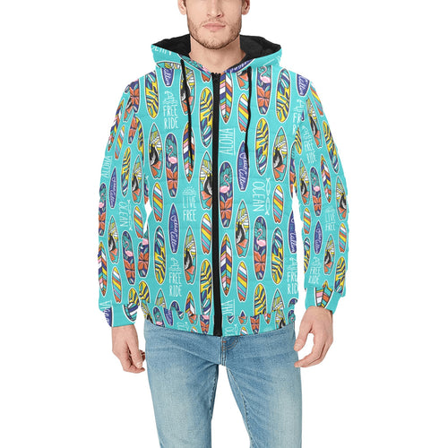 Surfboard Pattern Print Design 05 Men's Padded Hooded Jacket