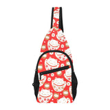 Cute Maneki neko cat red background All Over Print Chest Bag