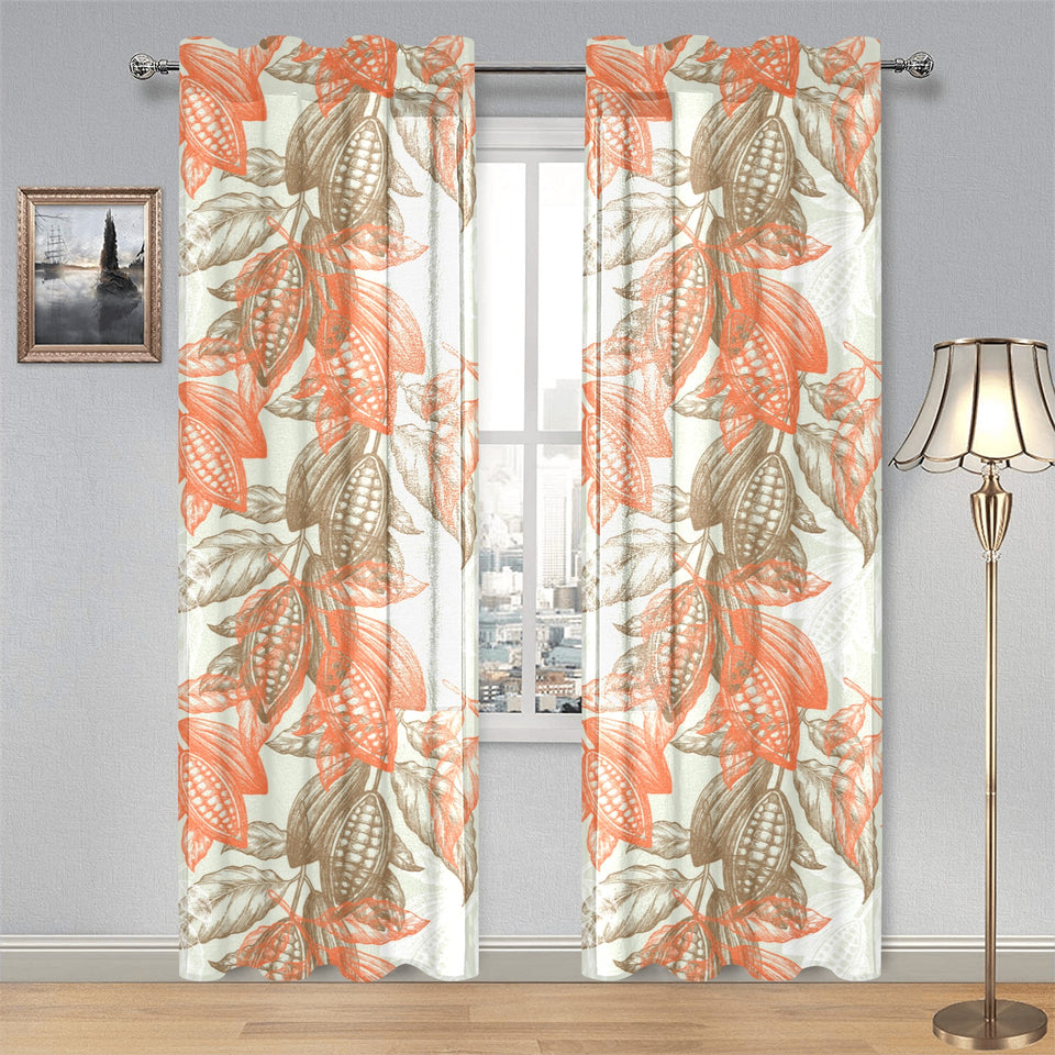Cocoa beans Cocoa tree pattern Gauze Curtain