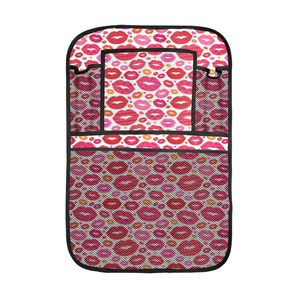Lips Pattern Print Design 01 Car Seat Back Organizer