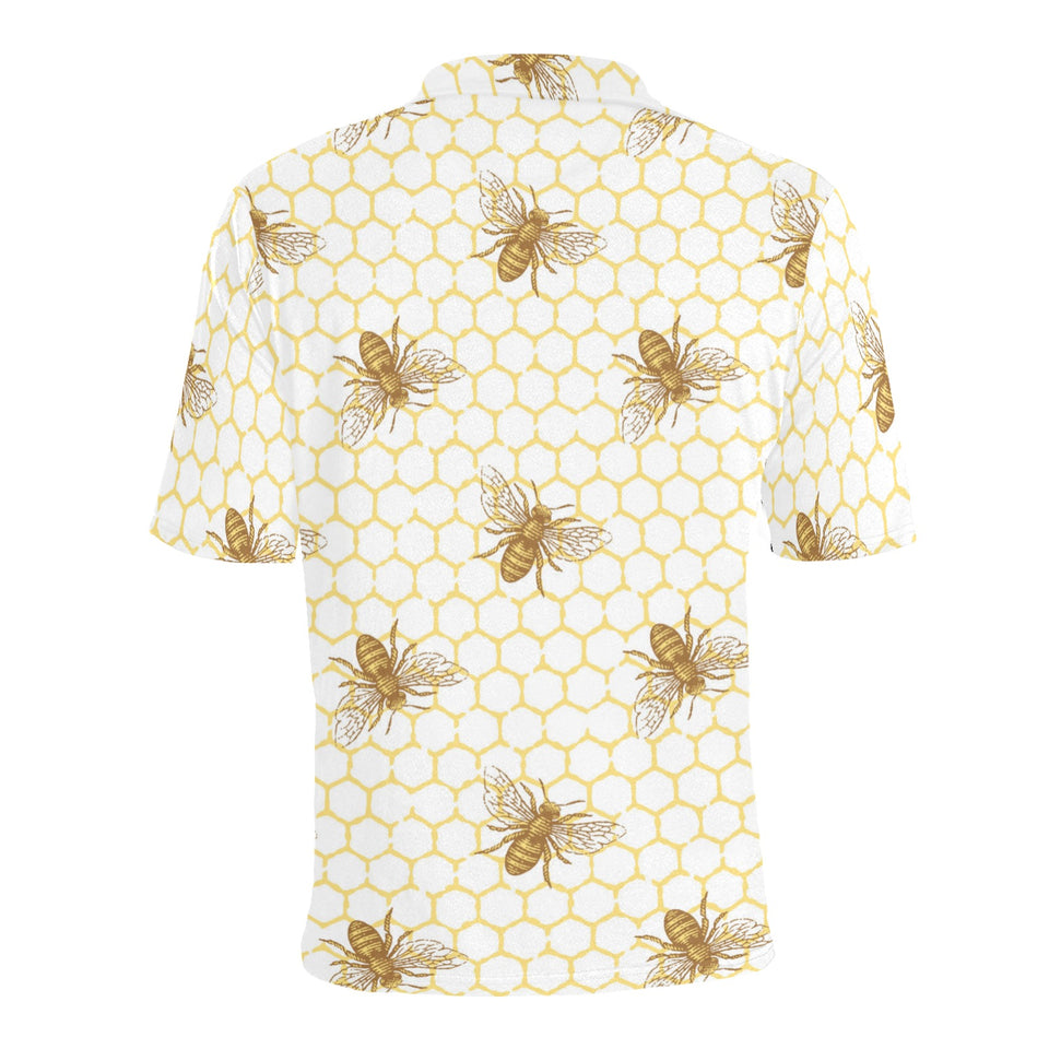 Bee honeycomb seamless design pattern Men's All Over Print Polo Shirt