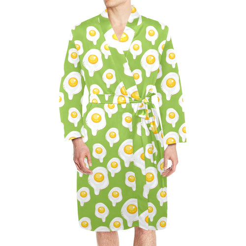 Fried Eggs Pattern Print Design 01 Men's Long Sleeve Belted Night Robe