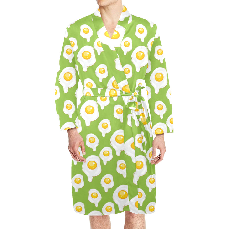 Fried Eggs Pattern Print Design 01 Men's Long Sleeve Belted Night Robe