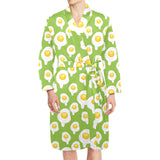 Fried Eggs Pattern Print Design 01 Men's Long Sleeve Belted Night Robe