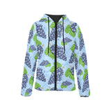 Watercolor grape pattern Women's Padded Hooded Jacket
