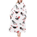 Cool rooster chicken cock floral ornament backgrou Blanket Robe with Sleeves