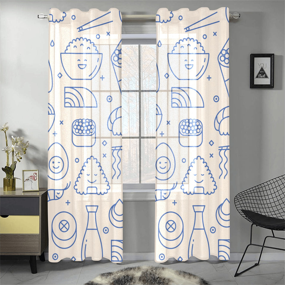 Cute sushi icon pattern Gauze Curtain