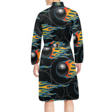 Bowling balls flame pattern Men's Long Sleeve Belted Night Robe