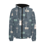 windmill tree pattern Men's Padded Hooded Jacket