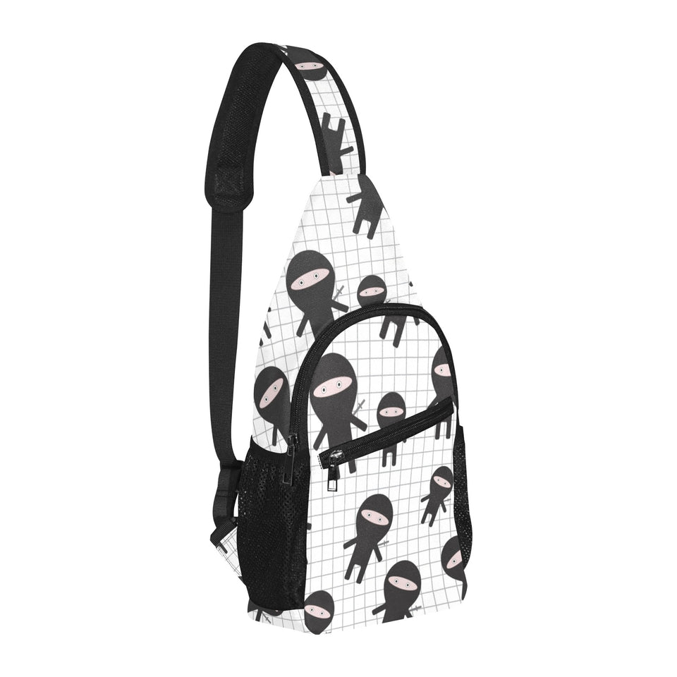 Ninja pattern plaid background All Over Print Chest Bag