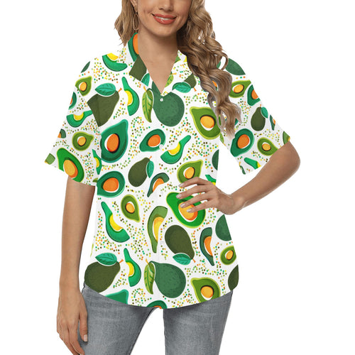 Avocado design pattern Women's All Over Print Hawaiian Shirt