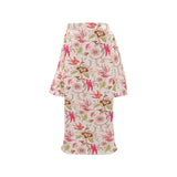Swallow Pattern Print Design 01 Blanket Robe with Sleeves