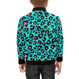 Green leopard skin print pattern Kids' Boys' Girls' Bomber Jacket
