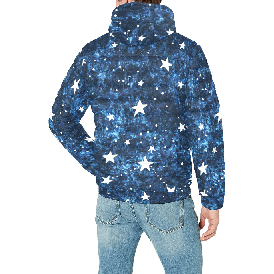 Night sky star pattern Men's Padded Hooded Jacket