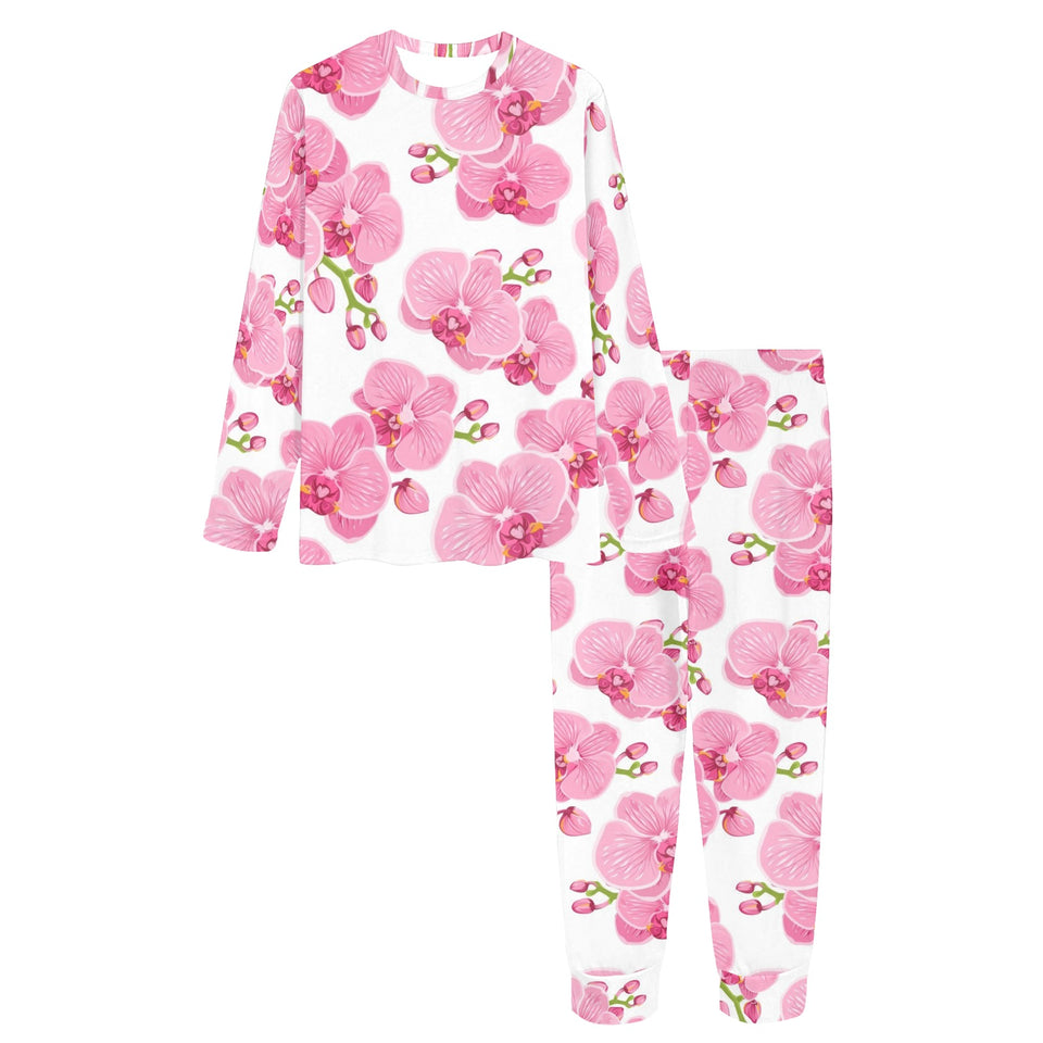 pink purple orchid pattern background Women's All Over Print Pajama Set