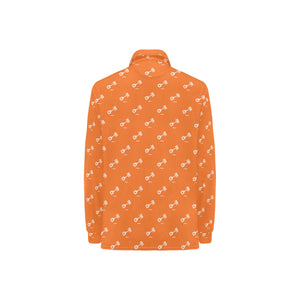 Engine Piston Orange Background Pattern Design 05 Women's Long Sleeve Polo Shirt