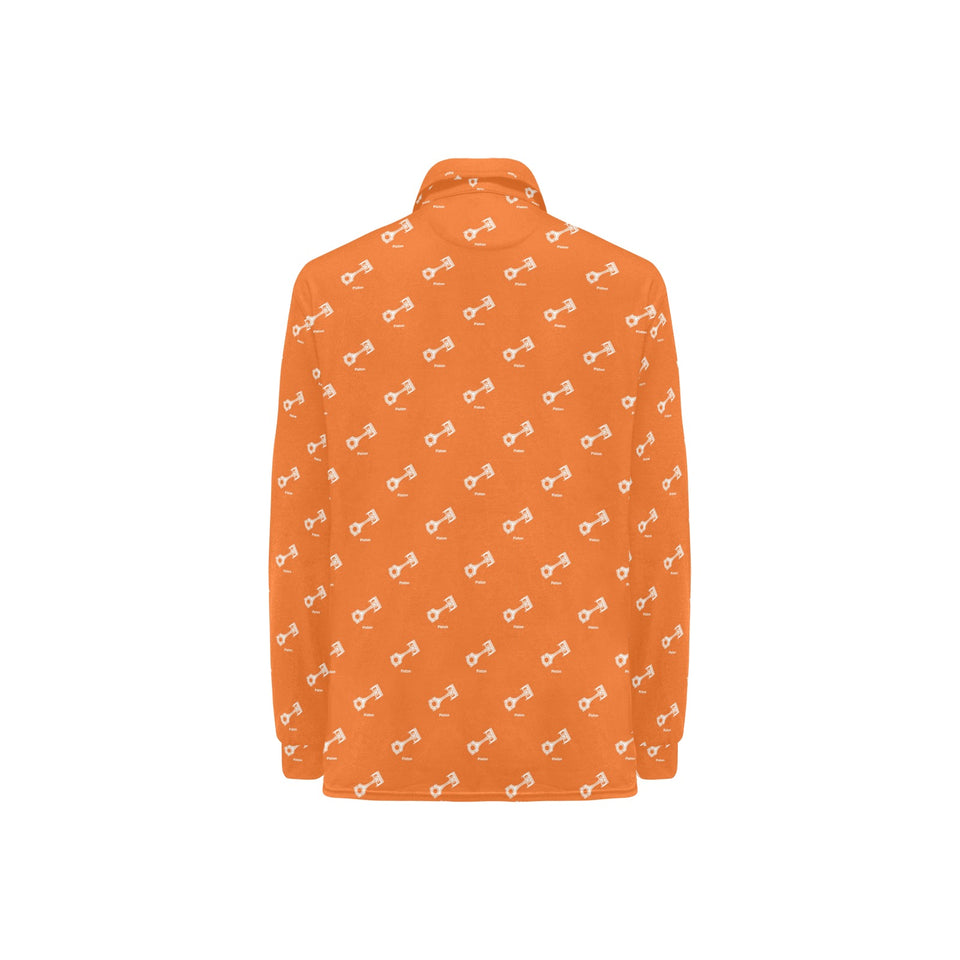 Engine Piston Orange Background Pattern Design 05 Women's Long Sleeve Polo Shirt