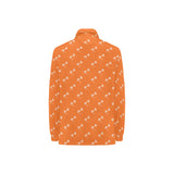 Engine Piston Orange Background Pattern Design 05 Women's Long Sleeve Polo Shirt