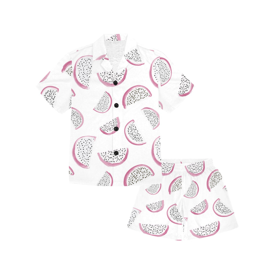 dragon fruit pattern Kids' Boys' Girls' V-Neck Short Pajama Set